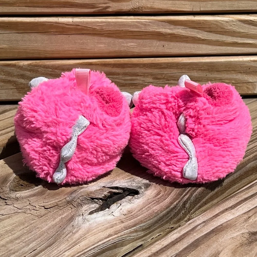 - Monster Pink is Furry Slippers SZ 4! EUC!